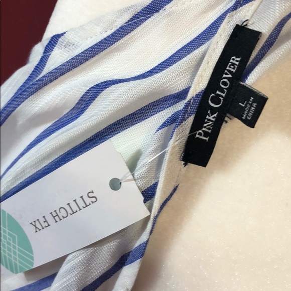 BNWT White /blue stripe shoulder tie top - Picture 5 of 5